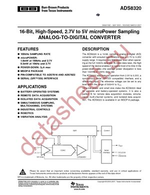 ADS8320EB/2K5 datasheet  